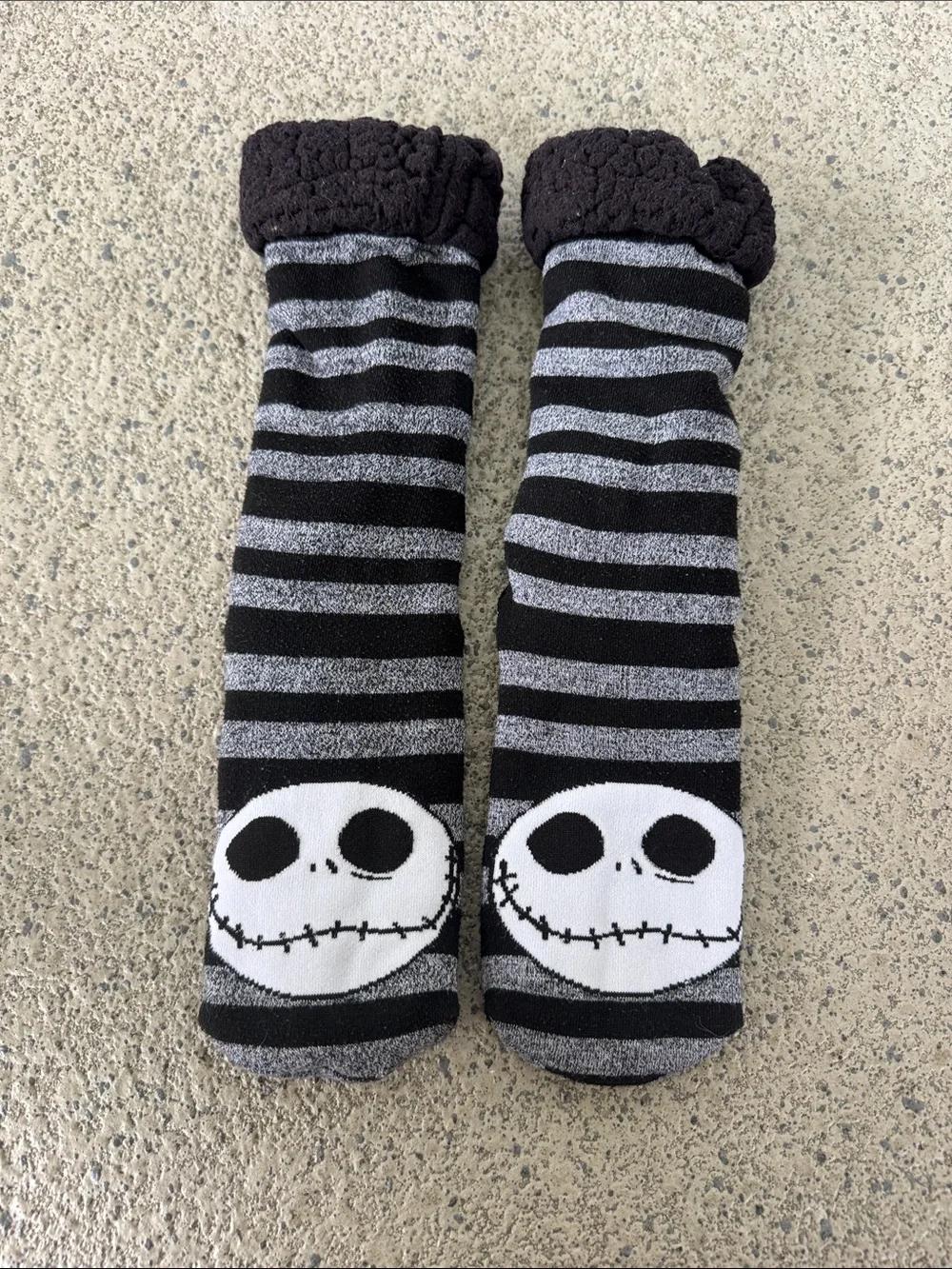 Disney Nightmare Before Christmas Jack Skellington black stripe fleece socks